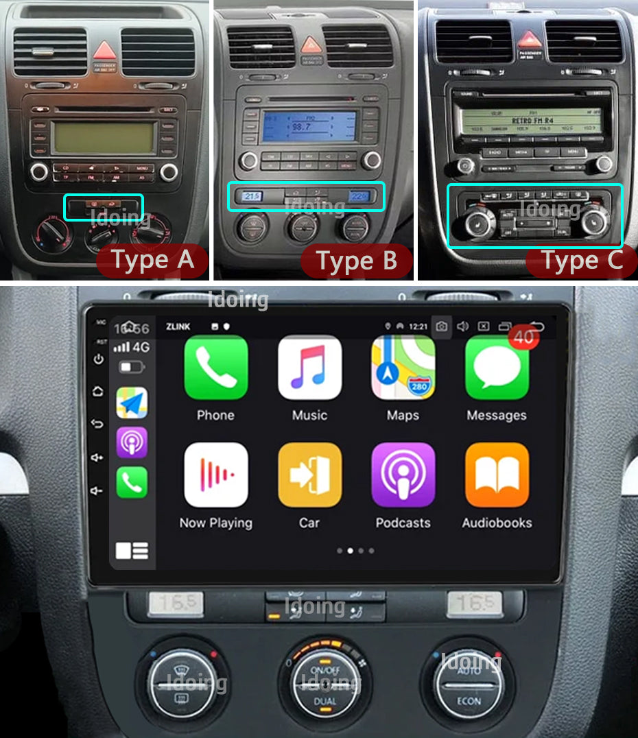 Idoing 10.2inch Android 12 Radio Head Unit For VW Volkswagen Jetta 5 Golf 5 2005-2010