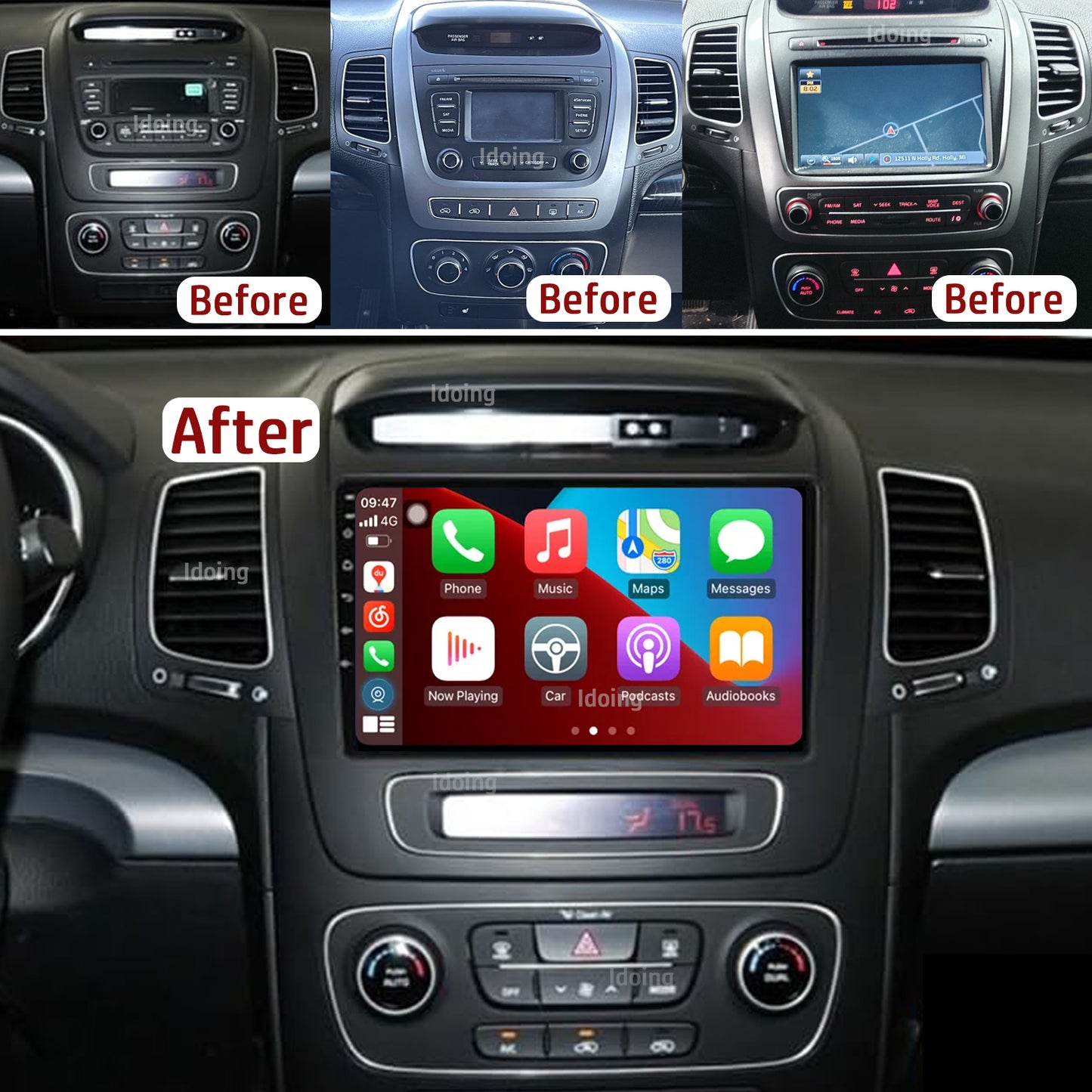 Idoing 9inch Android 12 Radio Head Unit For Kia Sorento MK3 2015-2020