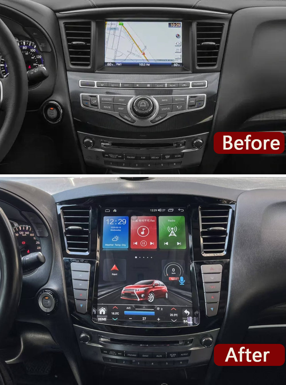 Idoing 12.1inch Android 13 Radio Head Unit 6GB+128GB For Infiniti QX60 JX35 2011-2019