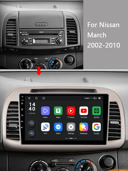Idoing 9inch Android 13 Radio Head Unit Qualcomm Chip For Nissan March 3 K12 2002-2010