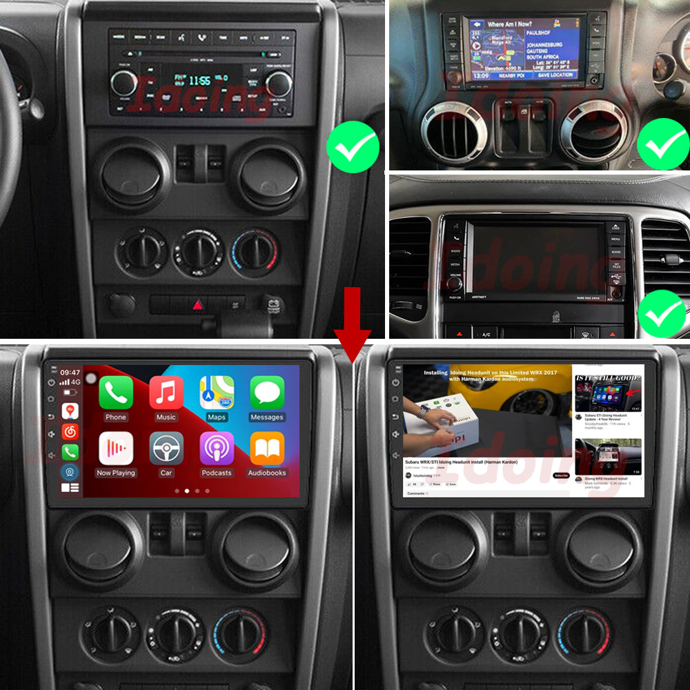 Idoing 10.2inch Android 12 Radio Head Unit For Jeep Wrangler 2007-2017