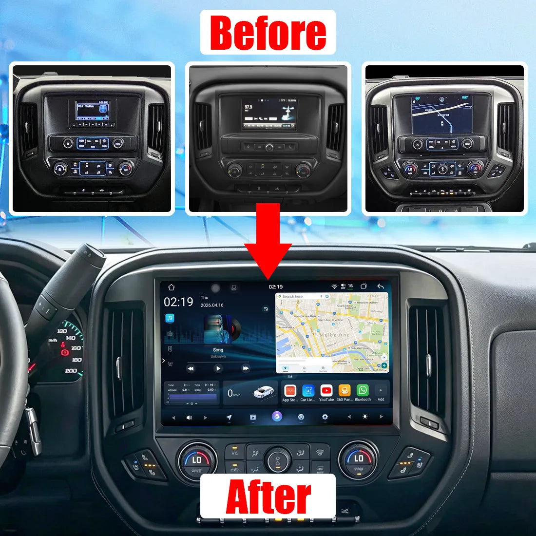 Idoing 13.1inch Android 14 Radio Head Unit For Chevrolet Silverado GMC Sierra 2014-2018