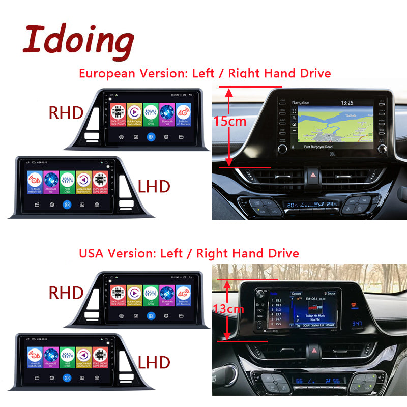 Idoing 9inch Android 12 Radio Head Unit For Toyota C-HR CHR RHD LHD 2016-2020
