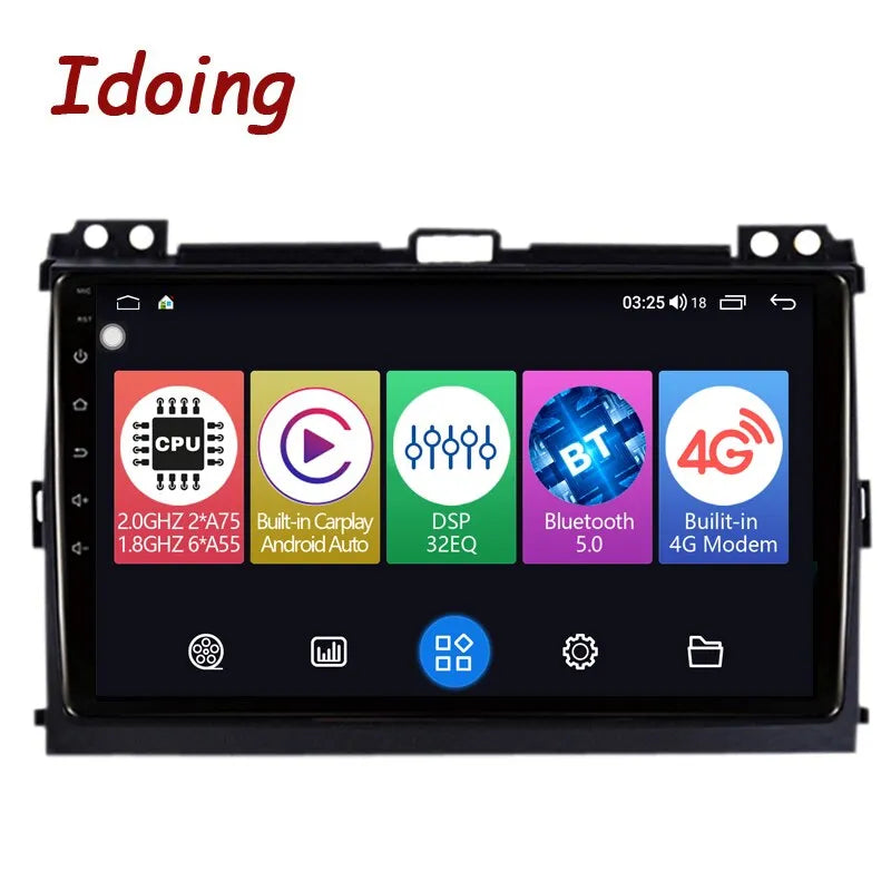 Idoing 9inch Android 12 Radio Head Unit For Toyota Land Cruiser Prado 3 J120 2004-2009