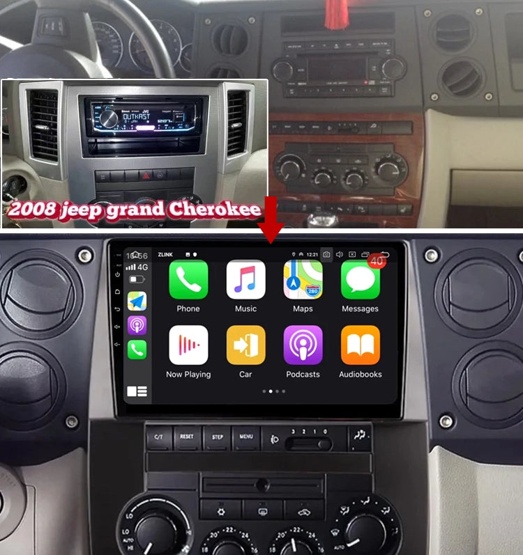 Idoing 9inch Android 12 Radio Head Unit For Jeep Commander XK 2007-2008