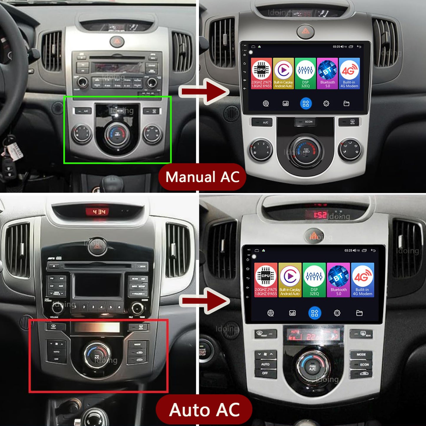 Idoing 9inch Android 12 Radio Head Unit For KIA Cerato 2 Forte 2008-2013