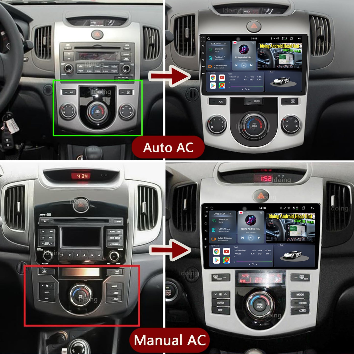 Idoing 9inch Android 13 Radio Head Unit For Kia Cerato 2 Forte 2008-2013