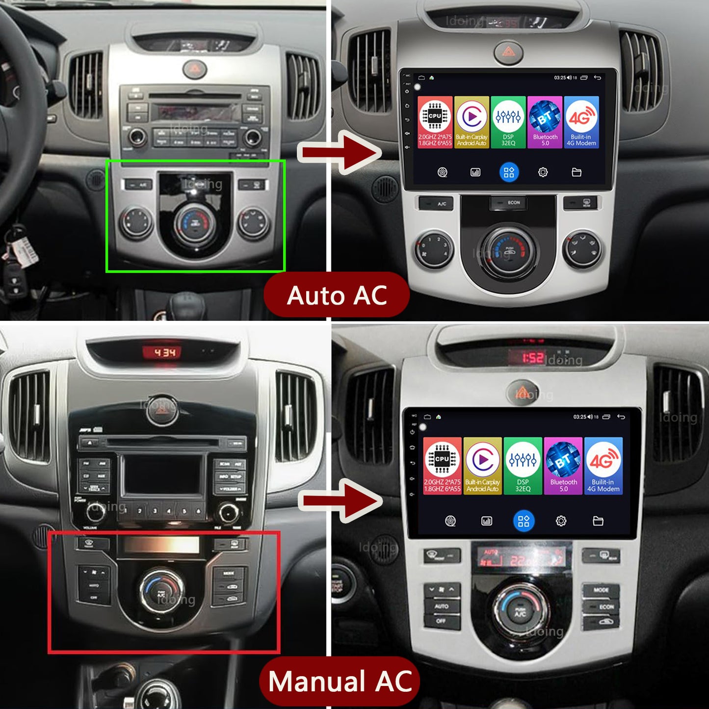 Idoing 9inch Android 12 Radio Head Unit For KIA Cerato 2 Forte 2008-2013