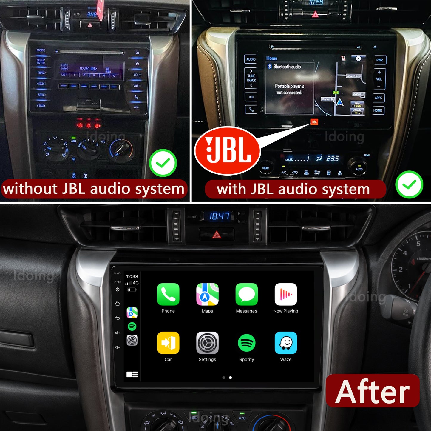 Idoing 9inch Android 13 Radio Head Unit For Toyota Fortuner 2015-2022