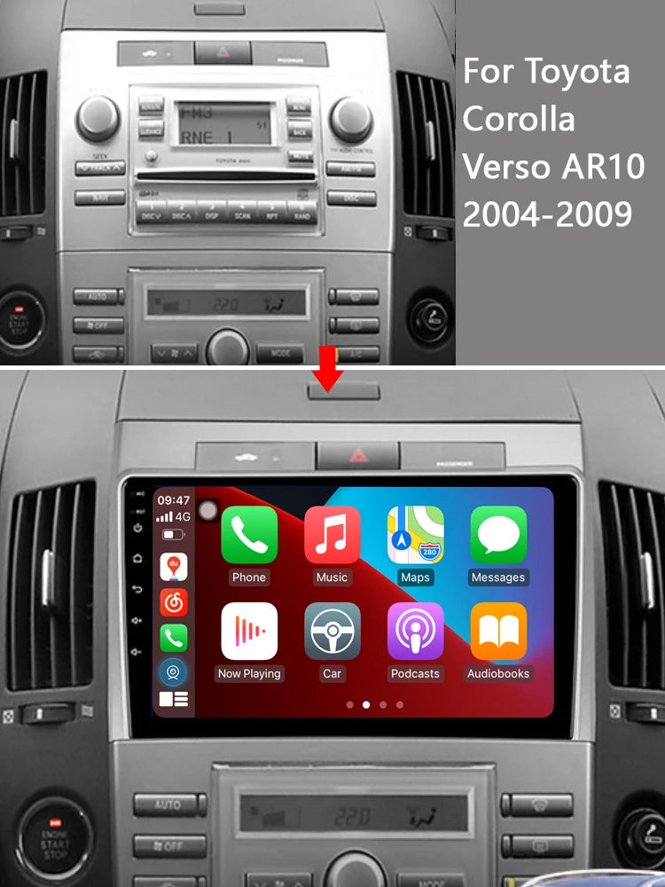 Idoing 9inch Android 12 Radio Head Unit For For Toyota Corolla Verso 2004-2009