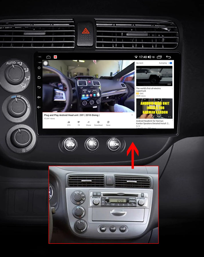 Idoing 9inch Android 13 Radio Head Unit For Honda Civic IX 7 2000-2006