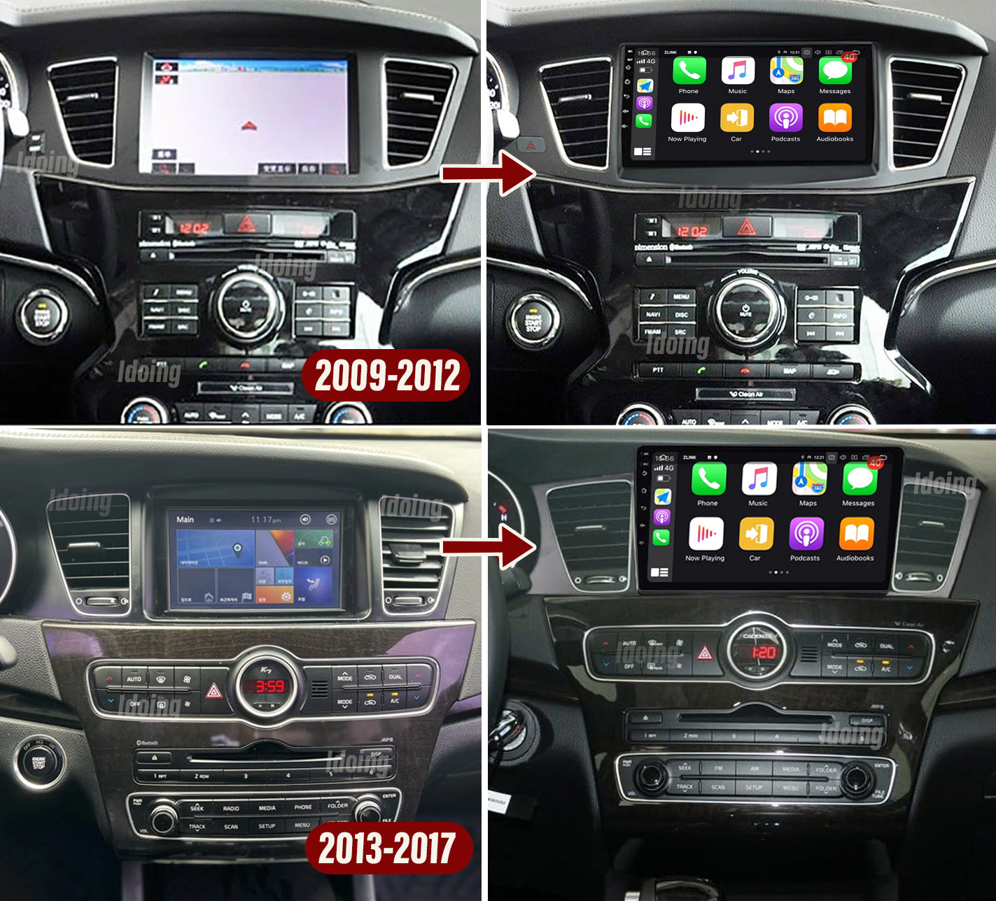 Idoing 9inch Android 13 Radio Head Unit For Kia Cadenza K7 2009-2017