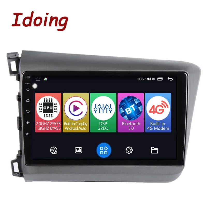 Idoing 9inch Android 12 Radio Head Unit For Honda Civic 9 FB FK FD 2011-2015