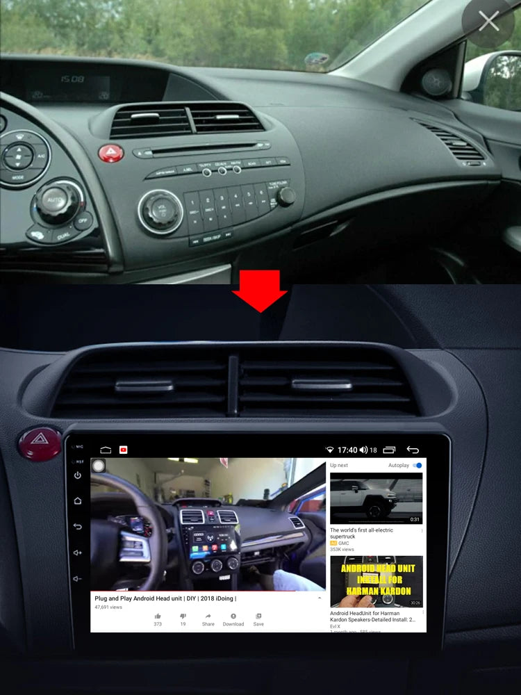 Idoing 9inch Android 12 Radio Head Unit For Honda Civic Hatchback 2006-2012