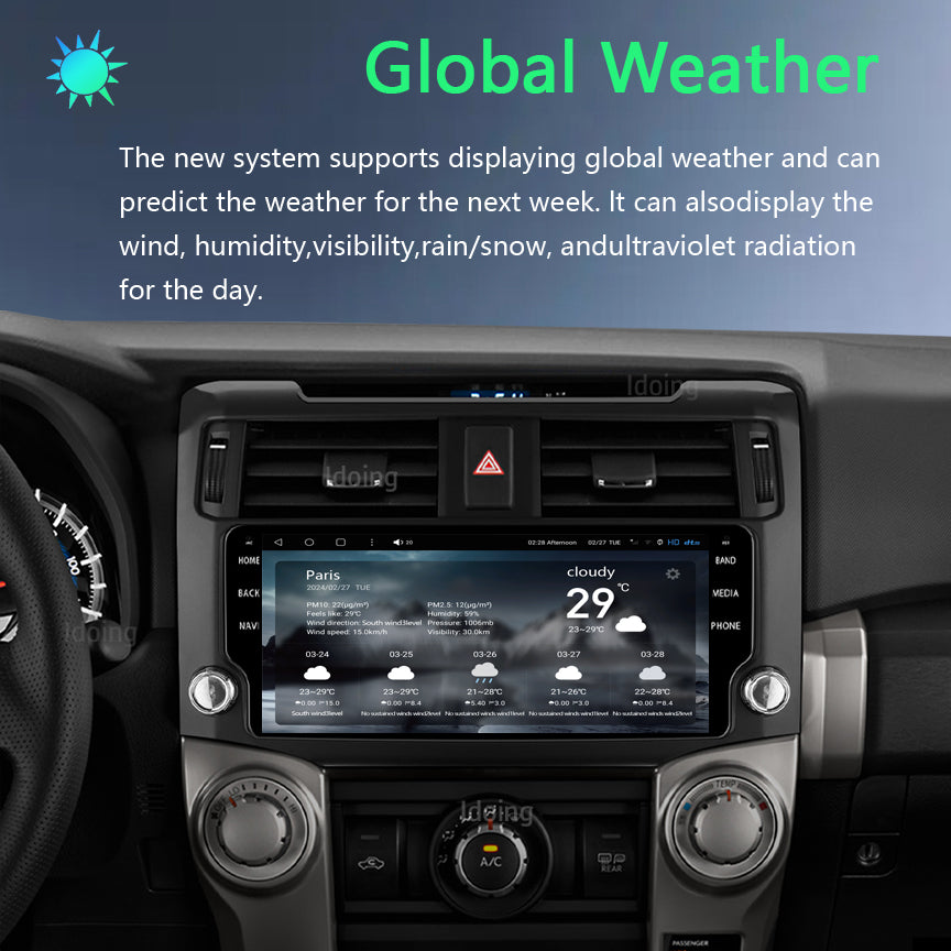 Idoing 10.3inch Android 13 Radio Head Unit Qualcomm Chip 8GB+128GB For Toyota 4Runner 2010-2021
