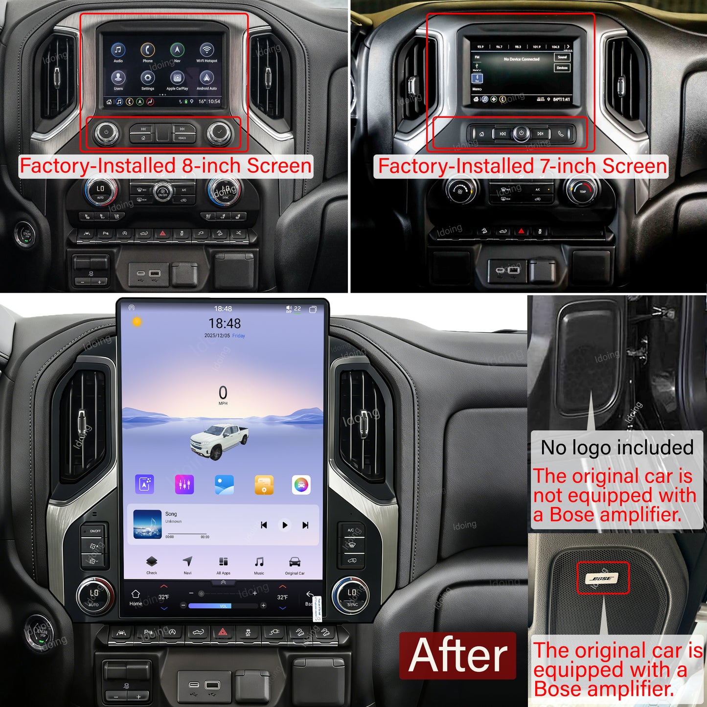Idoing 15.6inch Android 13 Radio Head Unit For Chery Chevrolet Silverado GMC Sierra 2019-2023