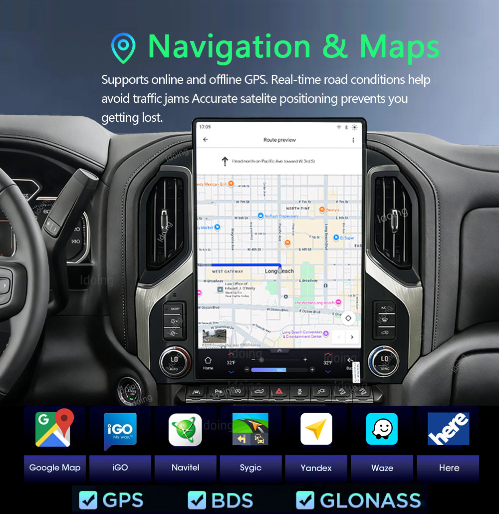 Idoing 15.6inch Android 13 Radio Head Unit For Chery Chevrolet Silverado GMC Sierra 2019-2023