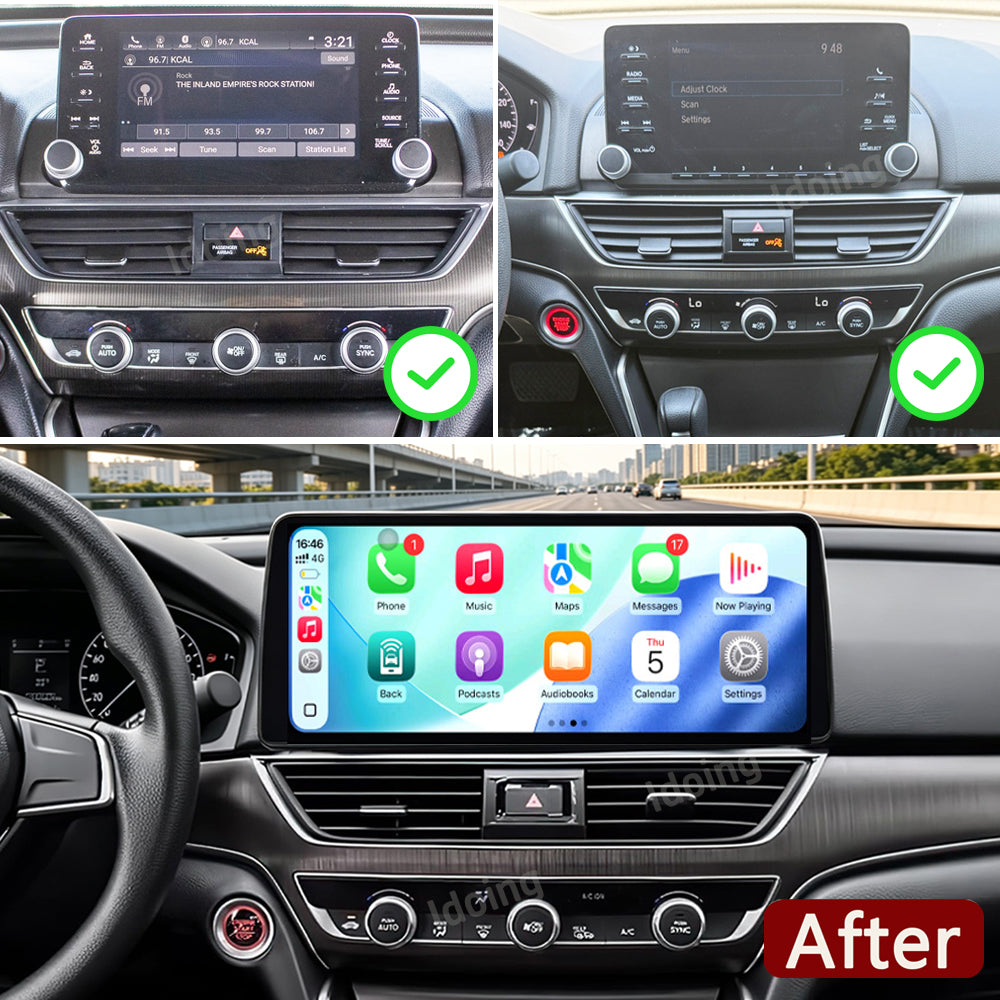 Idoing 12.3inch Android 13 Radio Head Unit 6GB+128GB For Honda Accord 2018-2022