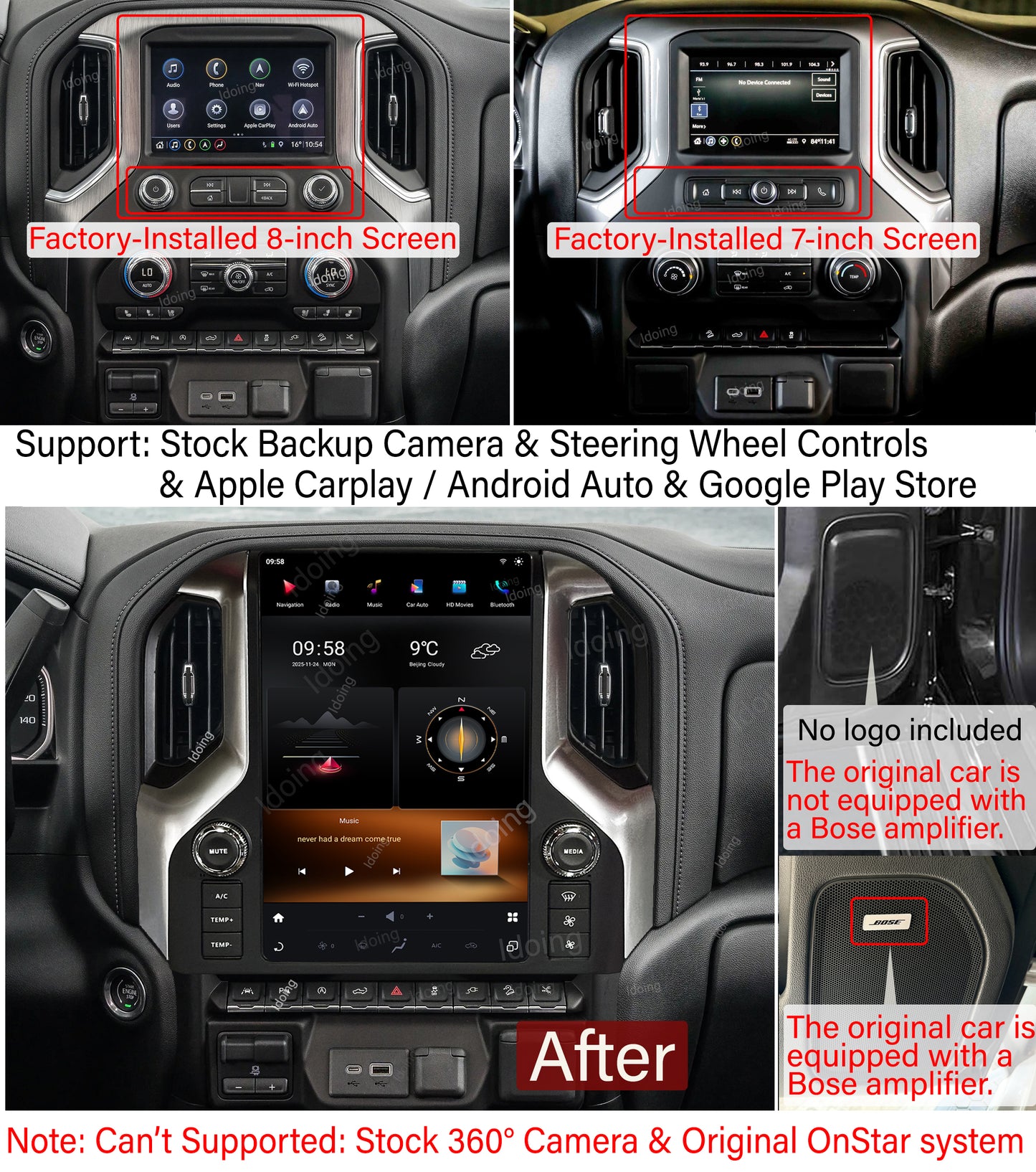 Idoing 12.95inch Android Radio Head Unit For Chery Chevrolet Silverado GMC Sierra 2019-2023