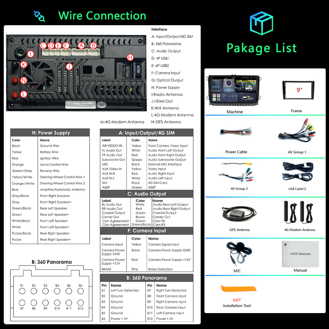 Idoing 9inch Android 13 Radio Head Unit For VW Golf Polo Passat Touran Skoda Seat