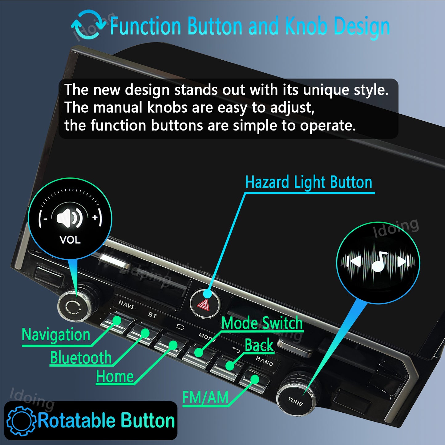 Idoing 12.3inch Android 13 Radio Head Unit 6GB+128GB For Toyota 4Runner 2010-2023