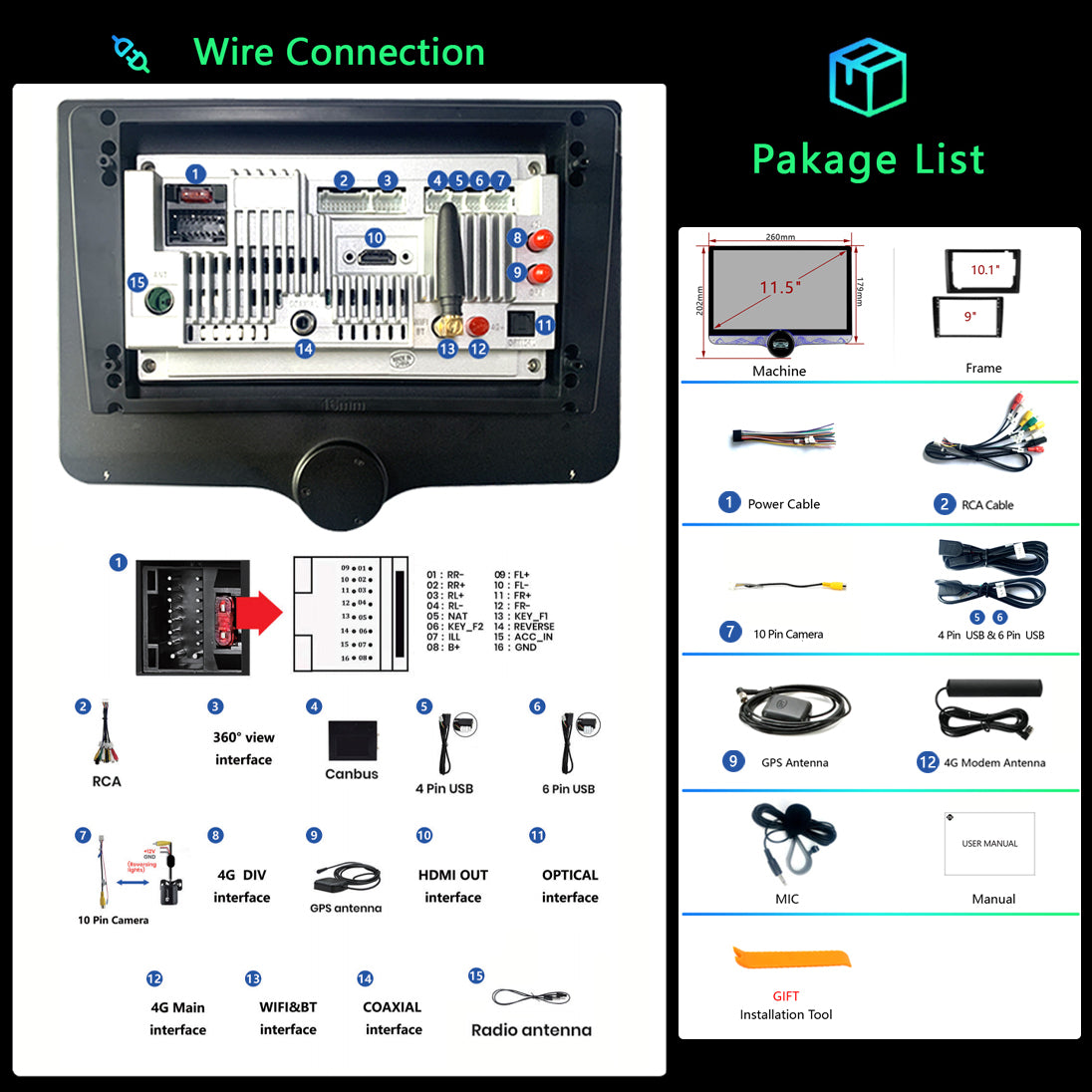 Idoing 11.5 inch Android 13 Qualcomm Chip Radio Head Unit For Subaru Toyota Nissan Hyundai Ford Volkswagen Mazda Kia Universal Car Radio